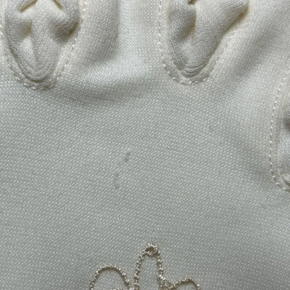 1950s Kingsley Embroidered Ivory Evening Gloves Sz 7.5 W Germany Coquette Formal